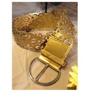 Golden Faux Leather Belt
